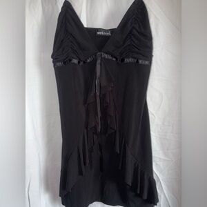 Wet Seal Black Shirt with Ruffle Accents